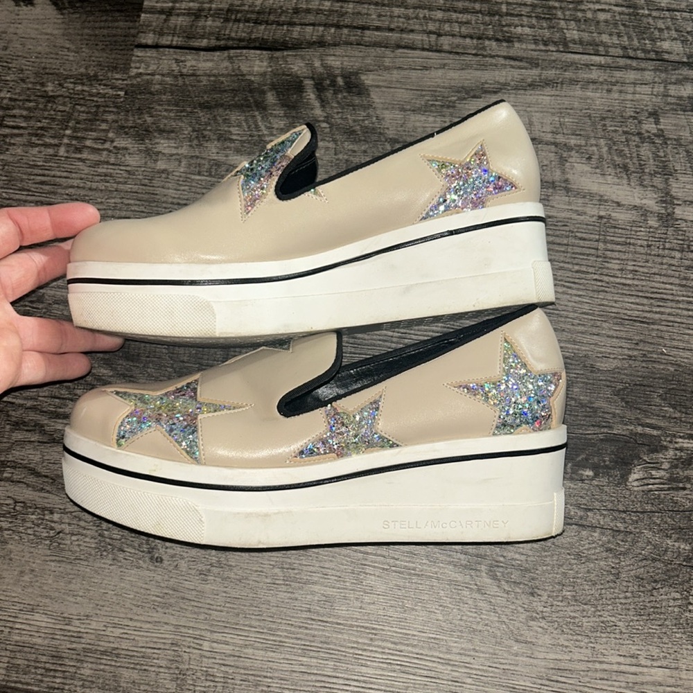 Cream rainbow stars STELLA MCCARTNEY platform shoes slip on shoes - Picture 4 of 7